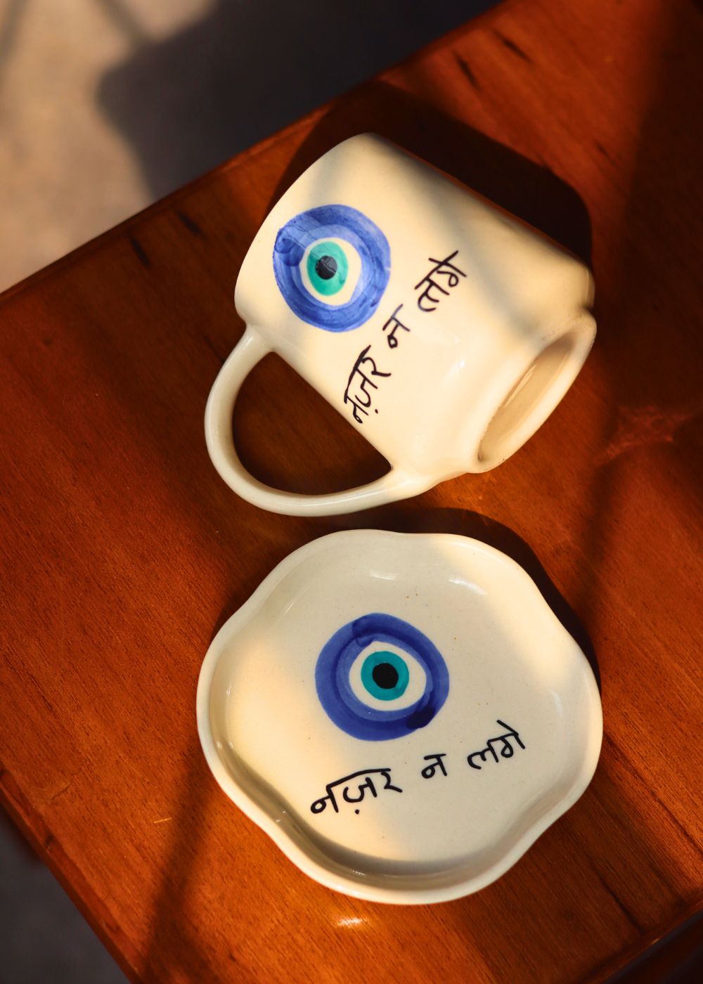 Nazar Mug & Handmade Dessert Plate handmade in india