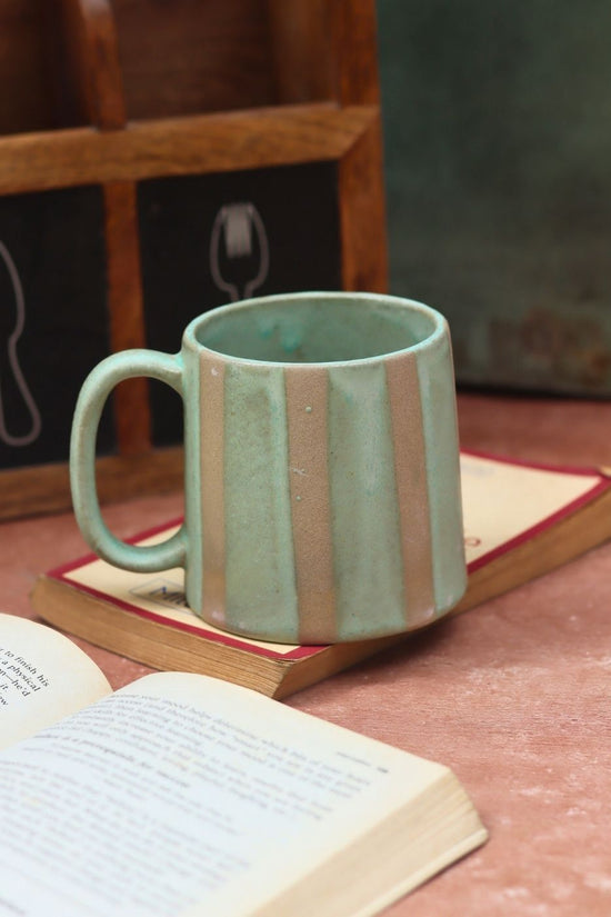 Green & Grey Striped Mug with premium quality material