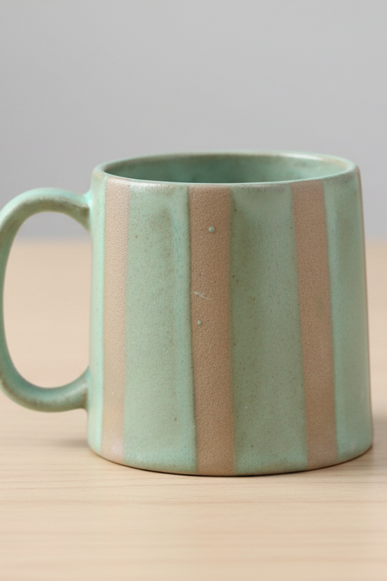 Green & Grey Striped Mug
