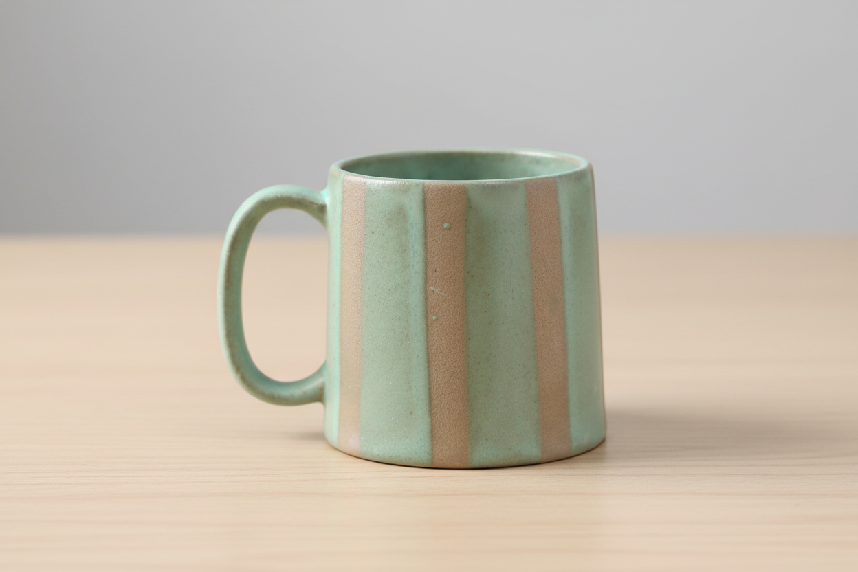Green & Grey Striped Mug