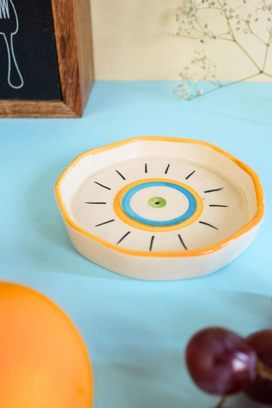 Abstract Evil Eye Handmade Dessert Plate made by ceramic