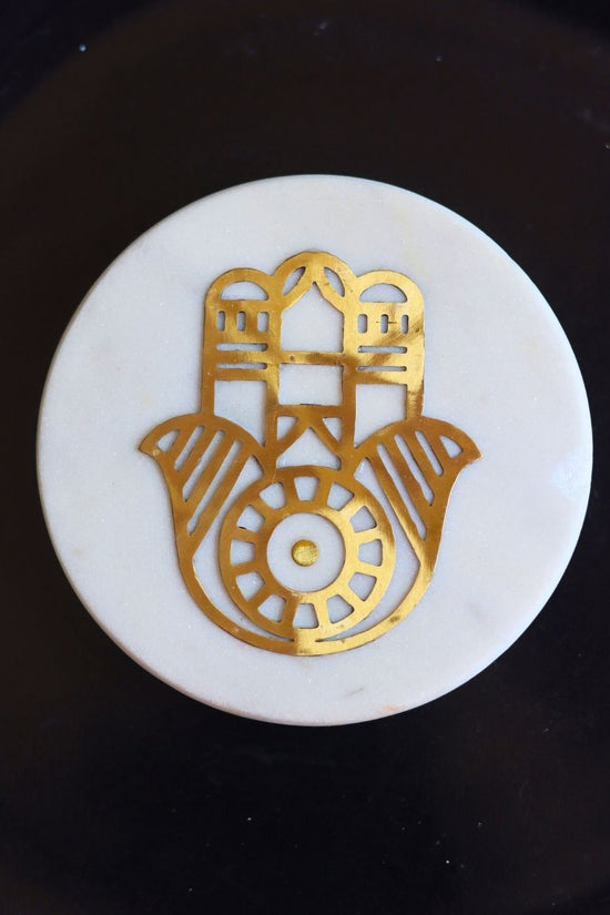 handmade hamsa hand marble coaster