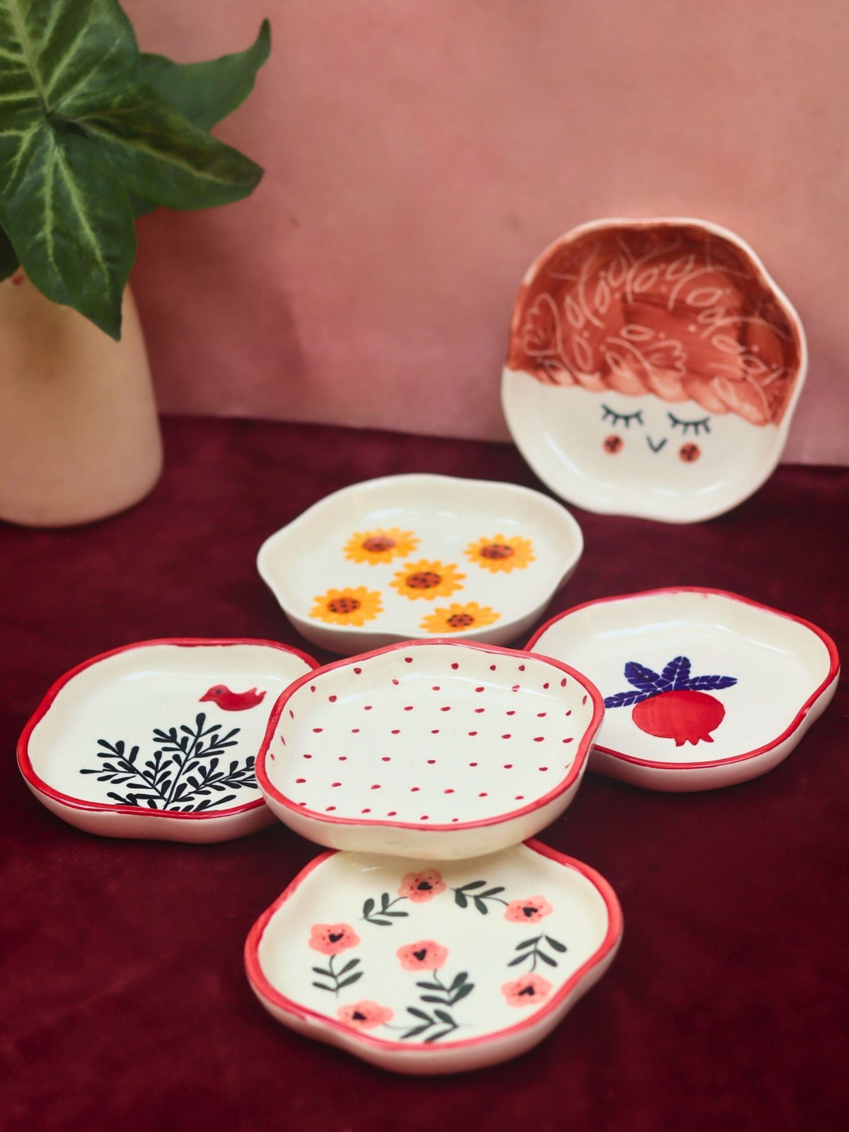 Set of 6 Charming Sweet handmade Dessert Plate (for the price of 5)