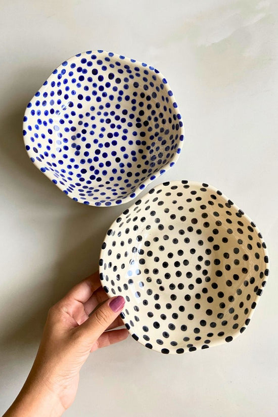 Handmade blue & Black Polka Bowls 