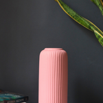 Ceramic flower vase pink ribbed stunning design - medium