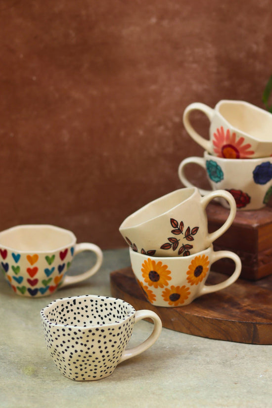 Set of 6 Brew & Bloom Mugs (for the price of 5) handmade in India