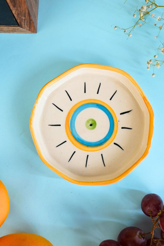Abstract Evil Eye Handmade Dessert Plate handmade in india