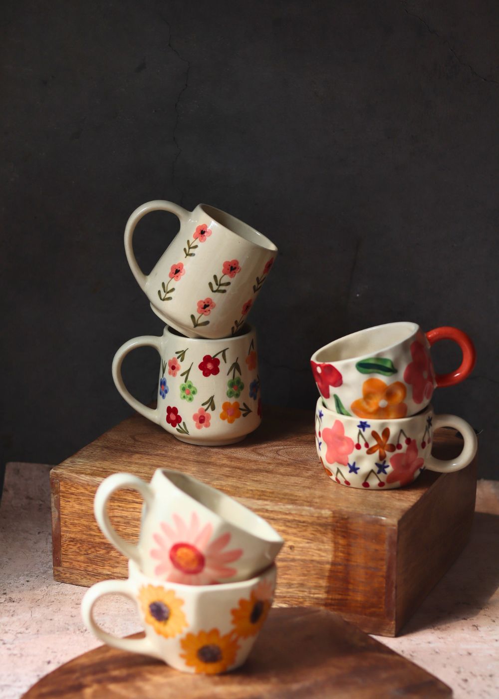 Handmade Set of 6 Mystic garden Mugs (for the price of 5 )