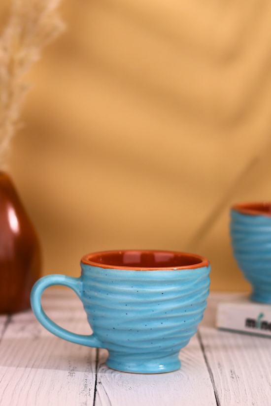 Handmade ceramic chai cup skyblue 