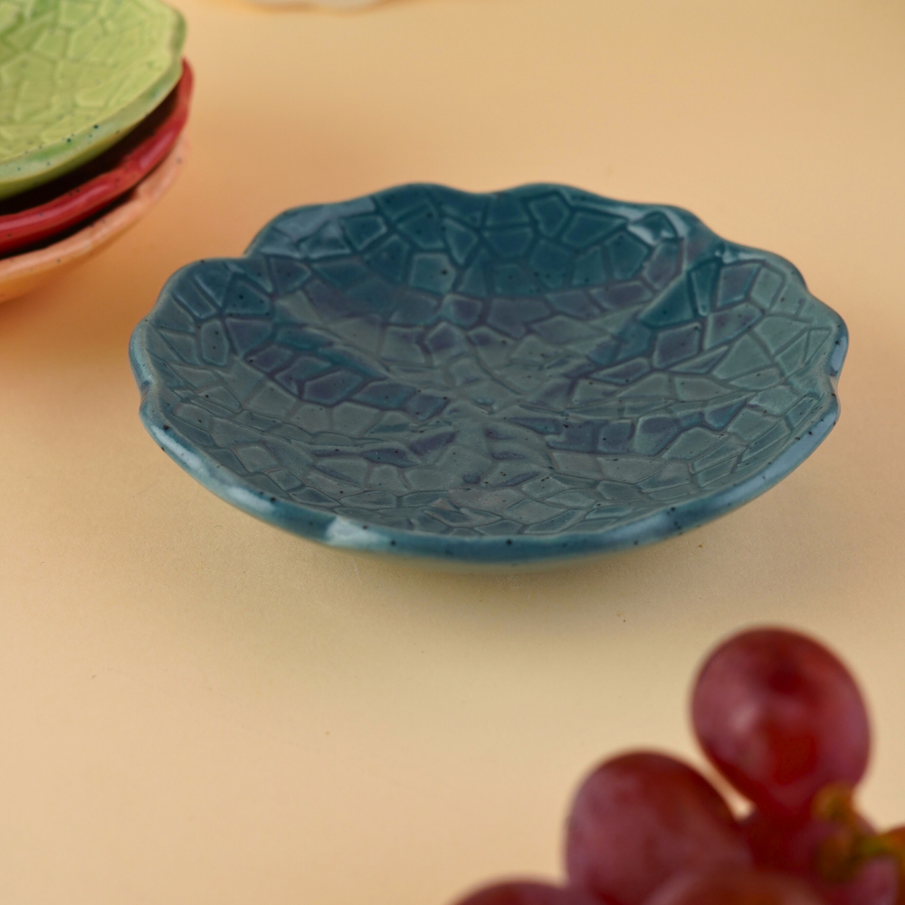 blue cabbage handmade dessert plate made by ceramic 