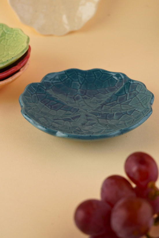 blue cabbage handmade dessert plate made by ceramic 