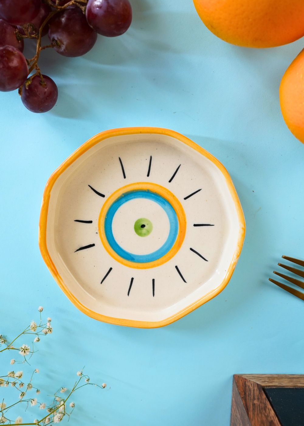 Abstract Evil Eye Handmade Dessert Plate with premium quality material