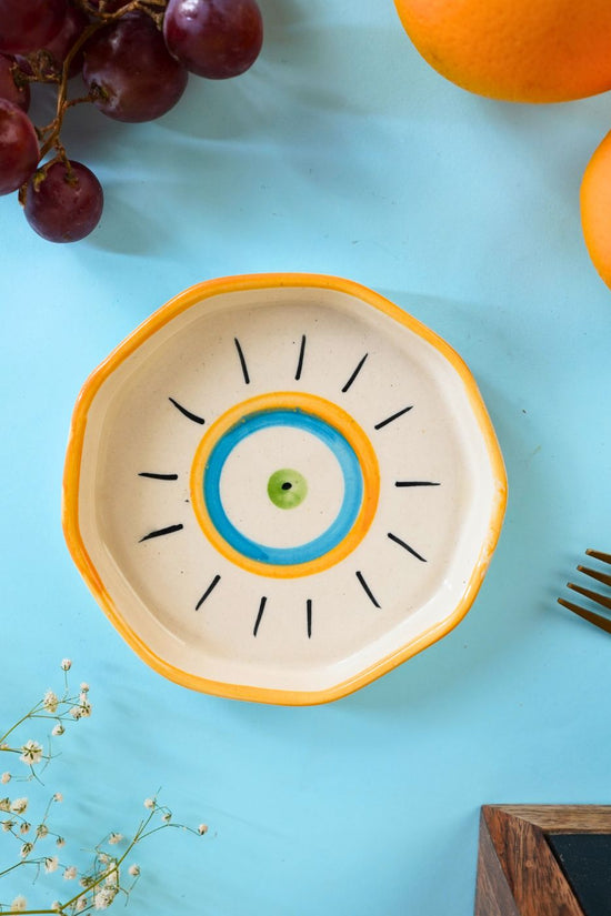 Abstract Evil Eye Handmade Dessert Plate with premium quality material