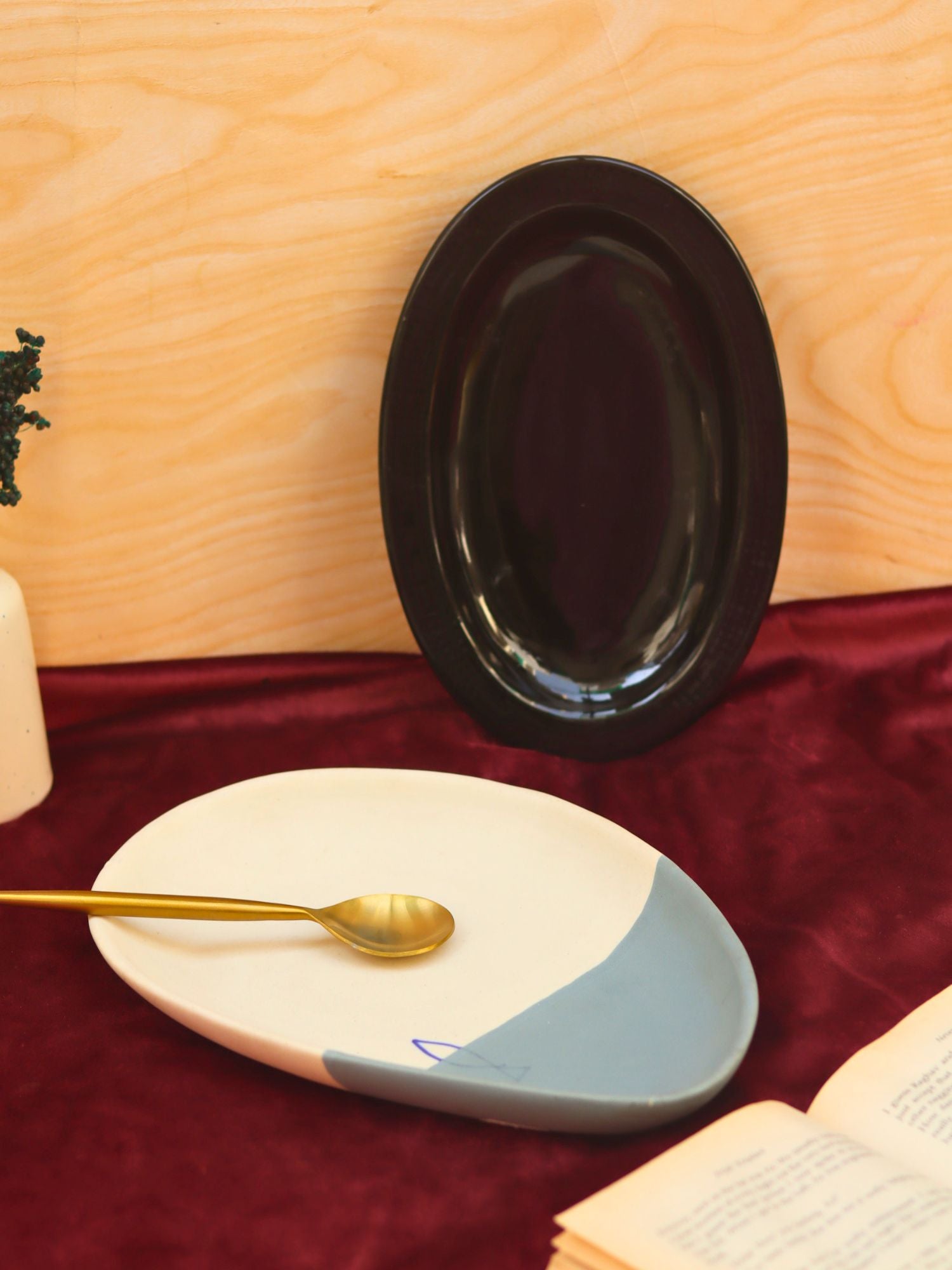 Set of 2 - Coastal catch platter & Black oval Platter combo with premium quality material