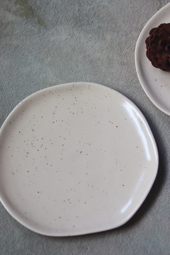 Handmade ceramic paper thin plate white 