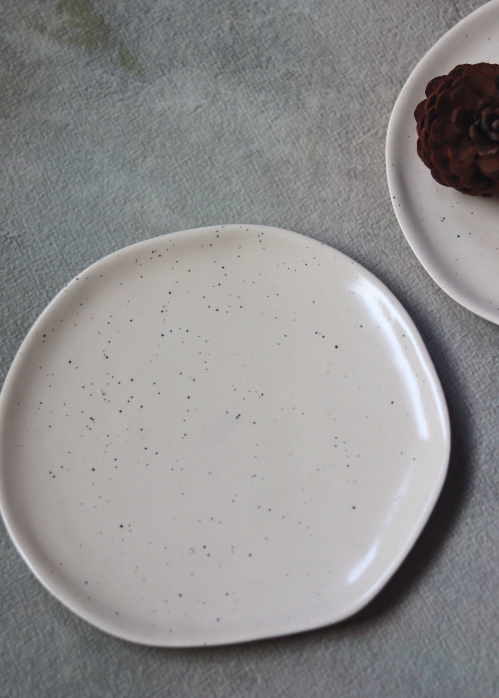 Handmade ceramic paper thin plate white 