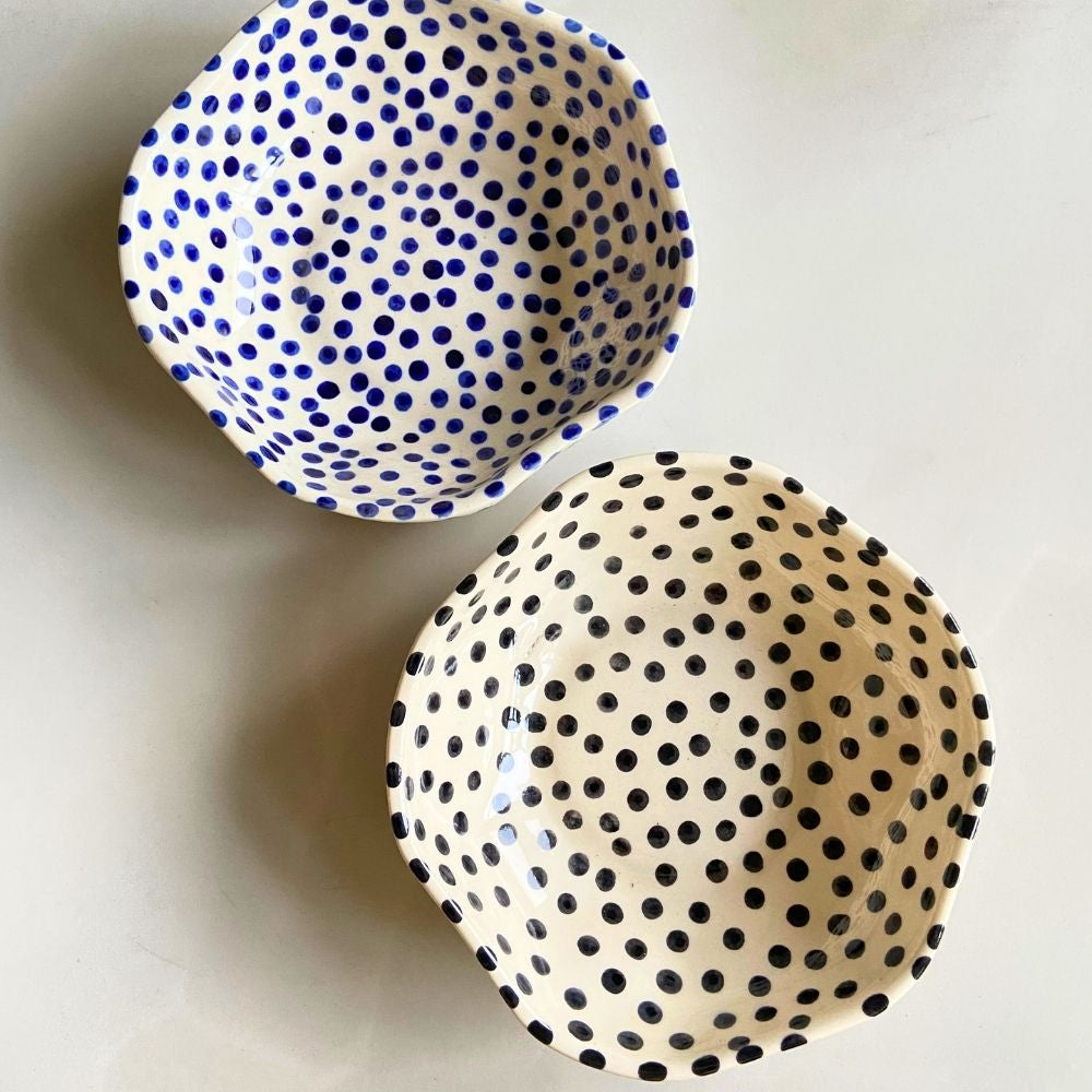 Blue & Black Polka Bowls Handmade in india 