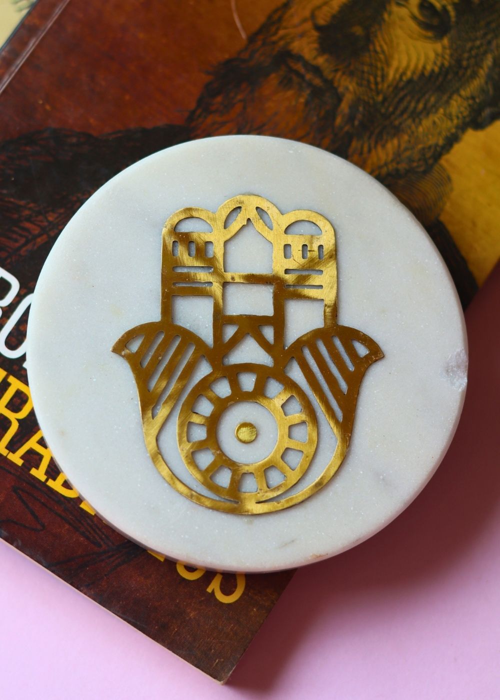 hamsa hand marble coaster made by marble 