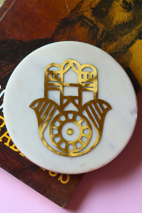 hamsa hand marble coaster made by marble 