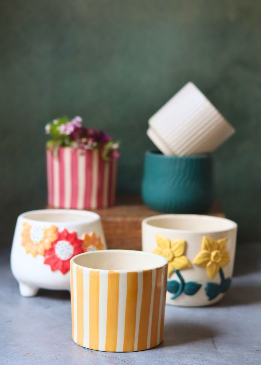 Set of 6 Bloom & Grow Planters (for the price of 5) handmade in India