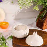 Ceramic white speckled jar with lid 