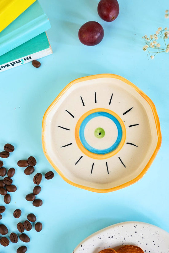 handmade Abstract Evil Eye Handmade Dessert Plate