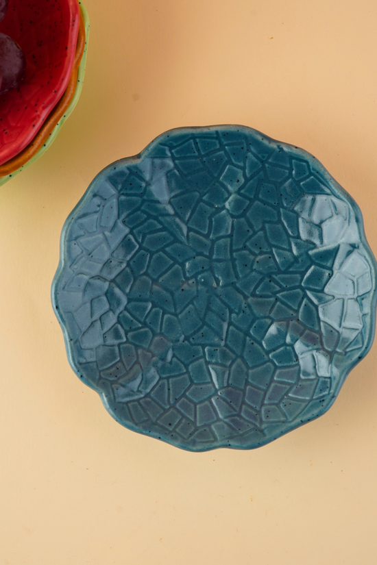 blue cabbage handmade dessert plate handmade in india 