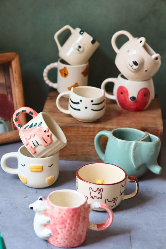 Handmade Set of 10 Animal Kingdom Mugs Combo (for the price of 5)
