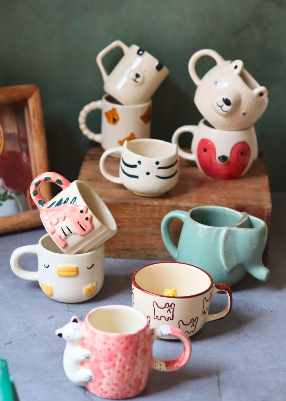 Handmade Set of 10 Animal Kingdom Mugs Combo (for the price of 5)