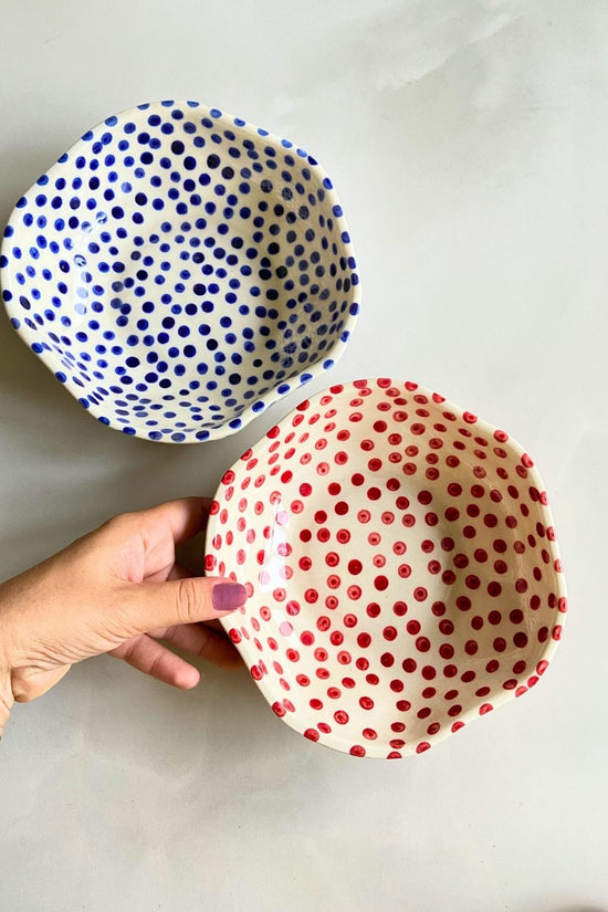 red & blue Polka Bowls handmade in india 