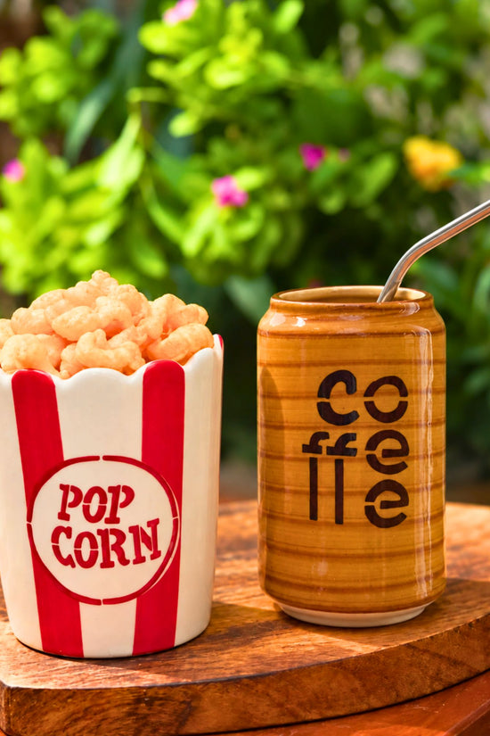 handmade Set of 2 - Cold Coffee Tumbler & Popcorn Tub Combo