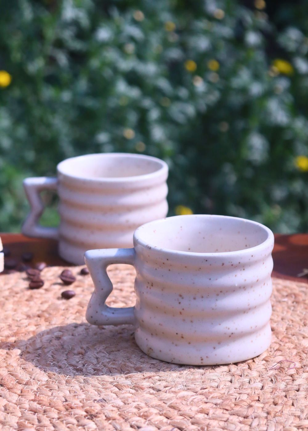 Handmade White Moulded Mug