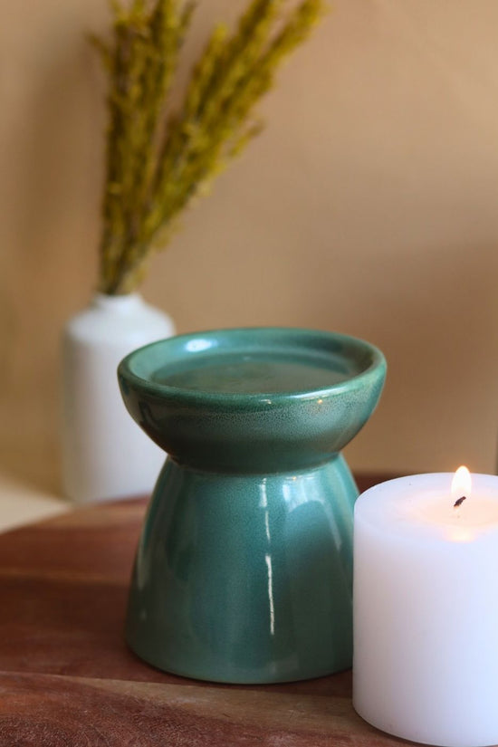 Green Pillar Candle Holder - Small made by ceramic