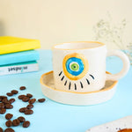 Handmade Abstract Evil Eye Mug & Handmade Dessert Plate