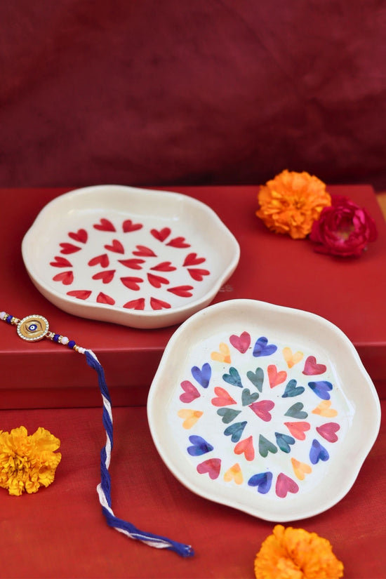 Lead free  LoveisLove & Heart Handmade Dessert plate Rakhi Gift box 