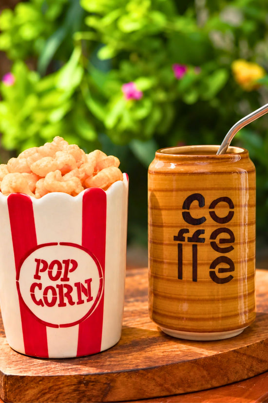 Set of 2 - Cold Coffee Tumbler & Popcorn Tub Combo made by ceramic