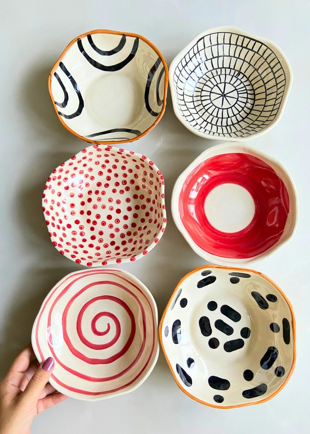 Red & black Bowls made by ceramic 