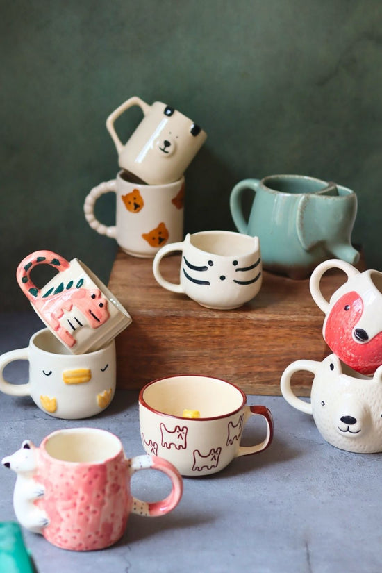 Set of 10 Animal Kingdom Mugs Combo (for the price of 5) made by ceramic