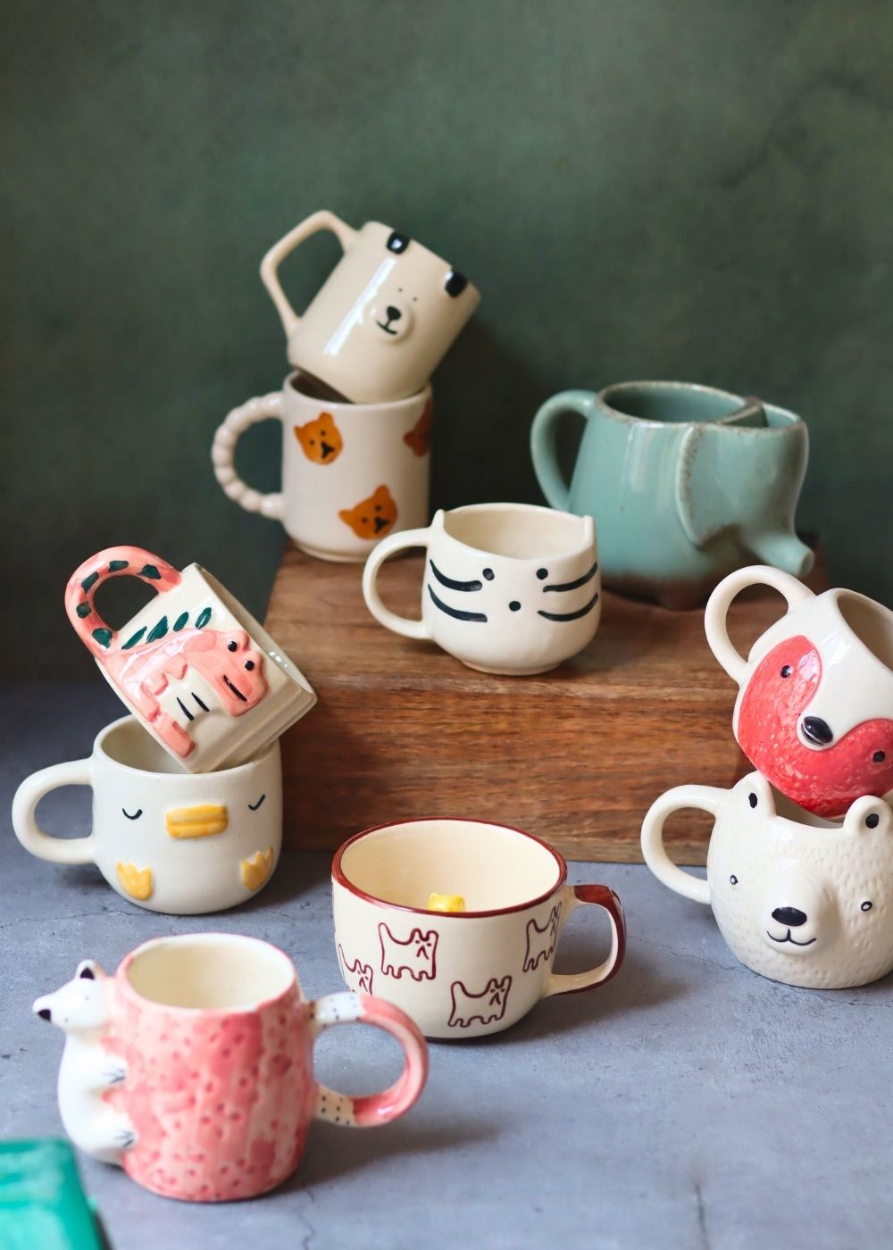 Set of 10 Animal Kingdom Mugs Combo (for the price of 5) made by ceramic