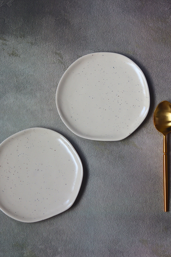Handcrafted white plates 