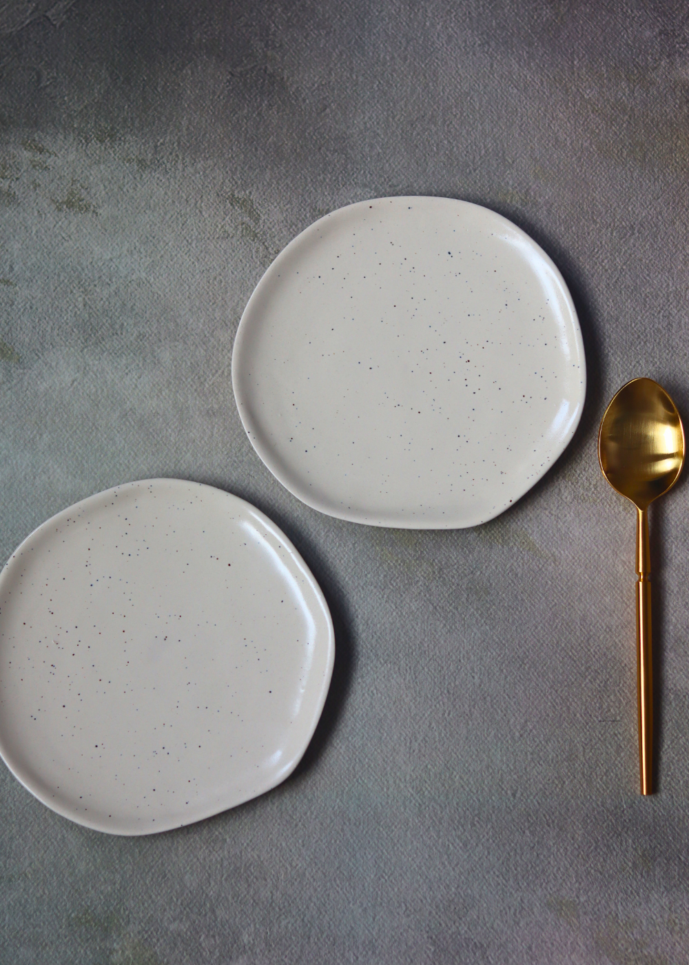 Handcrafted white plates 