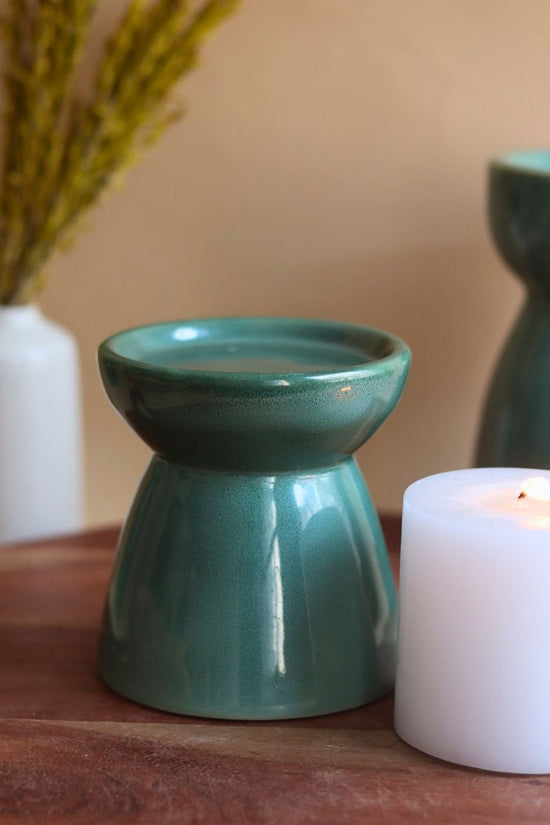 Green Pillar Candle Holder - Small with premium quality material