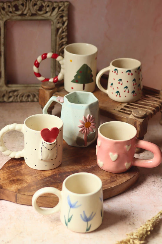 Set of 6 Blooming Hearts Mugs (for the price of 5) made by ceramic