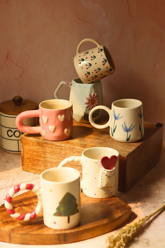 Set of 6 Blooming Hearts Mugs (for the price of 5) with premium quality material