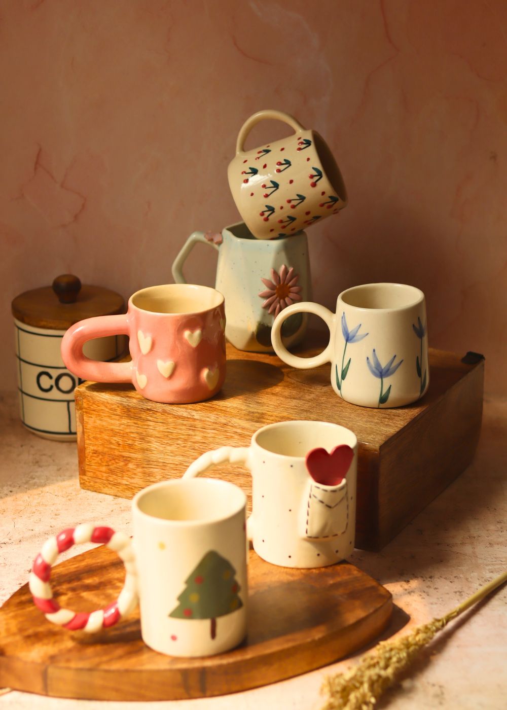 Set of 6 Blooming Hearts Mugs (for the price of 5) with premium quality material