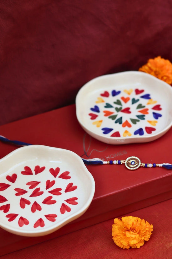 LoveisLove & Heart Handmade Dessert plate Rakhi Gift box with premium quality material