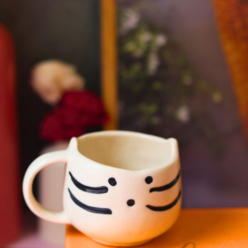 handmade kitty mug in a gift box