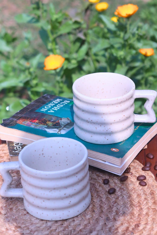 White Moulded Mug handmade in India