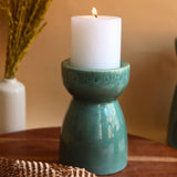 Green Pillar Candle Holder - Medium made by ceramic