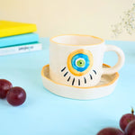 Abstract Evil Eye Mug & Handmade Dessert Plate handmade in india